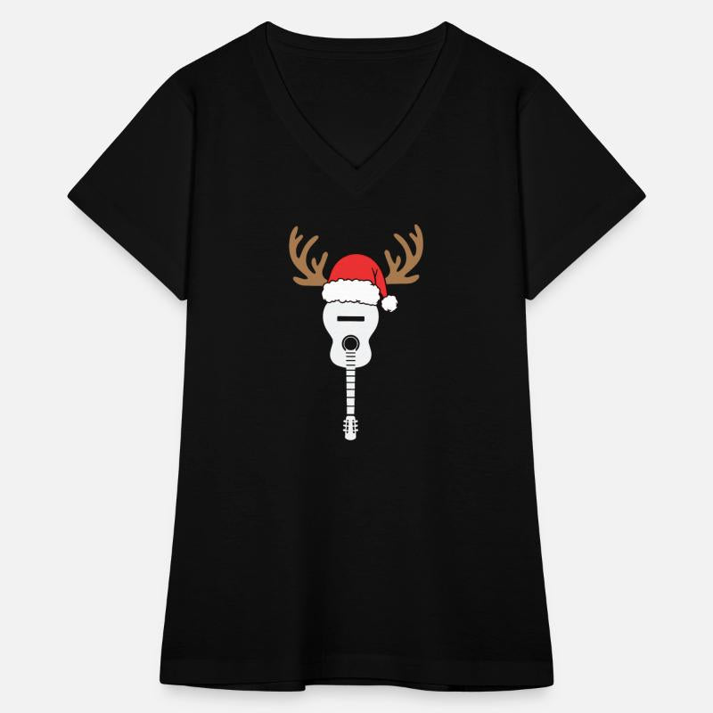 Guitar Christmas Santa Hat Reindeer