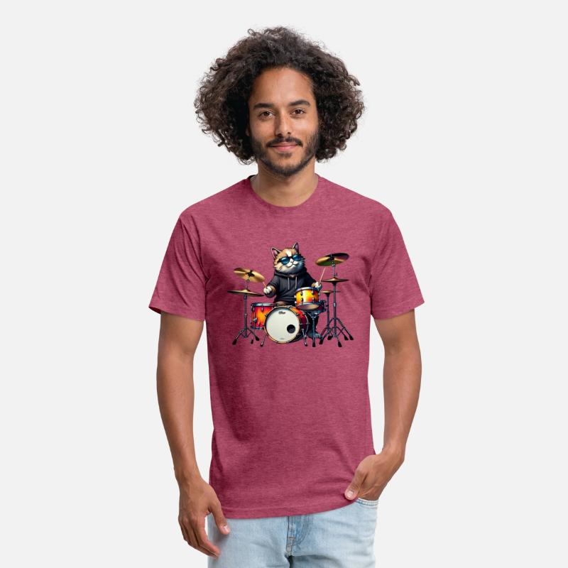 Hipster Cat with Drumsticks Tee
