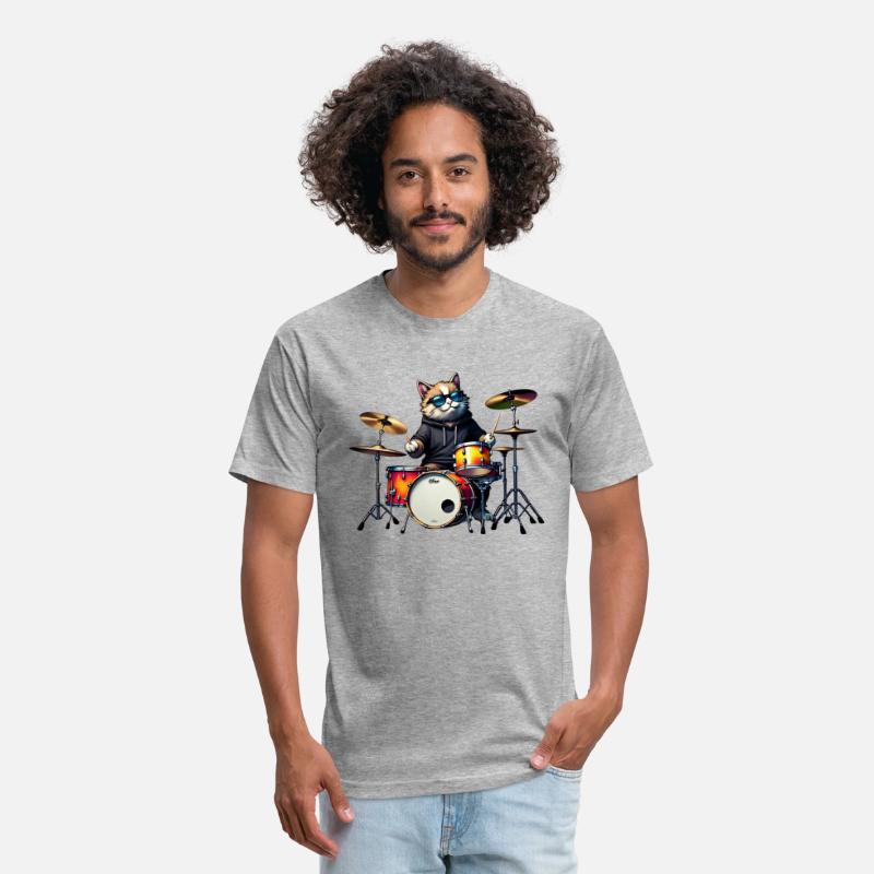 Hipster Cat with Drumsticks Tee