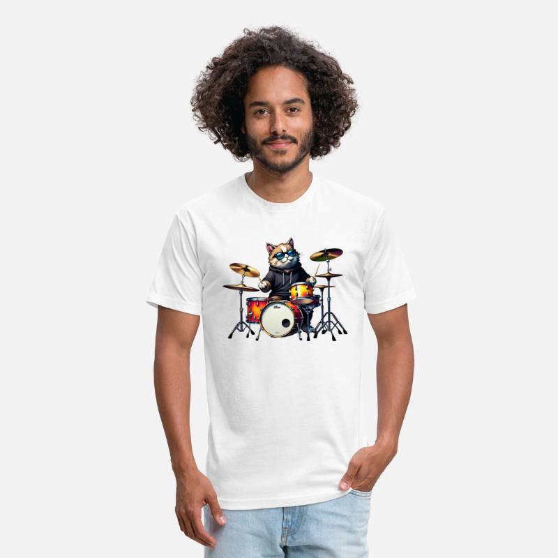 Hipster Cat with Drumsticks Tee