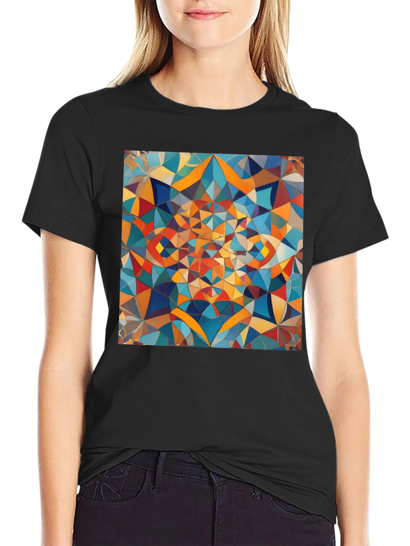 Abstract Geometric Art Black T-Shirt