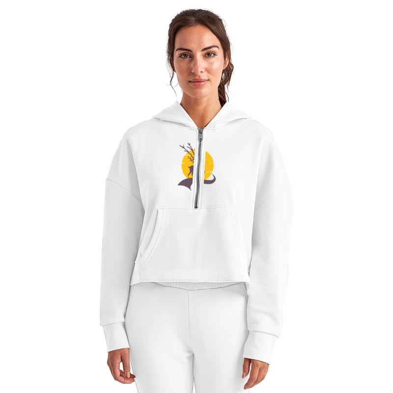 Kids T-Shirt Graceful Stag Yellow Sun Design