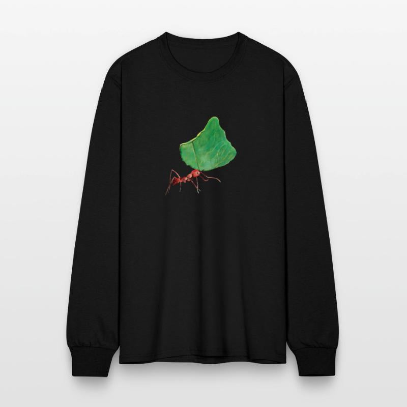 Little Ant Carrying a Big Leaf