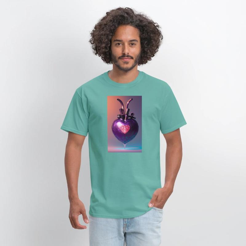 Modern Art Heart Robotic Futuristic Purple Design