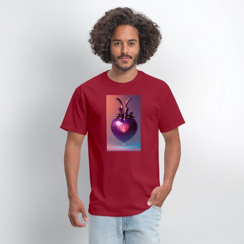 Modern Art Heart Robotic Futuristic Purple Design