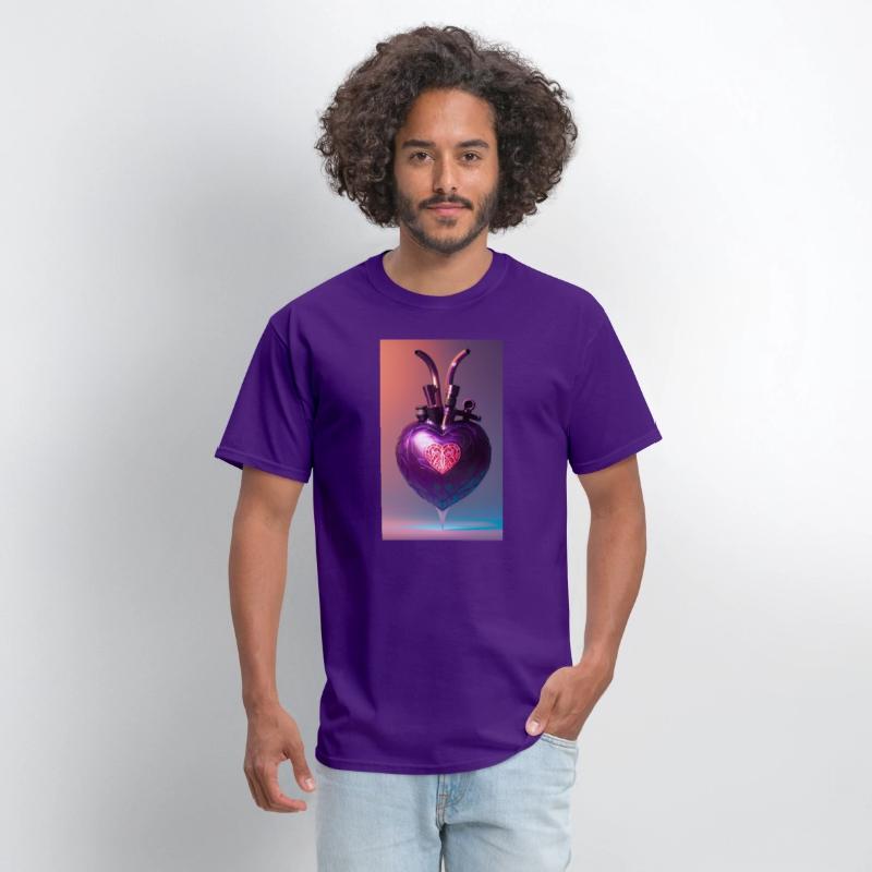 Modern Art Heart Robotic Futuristic Purple Design