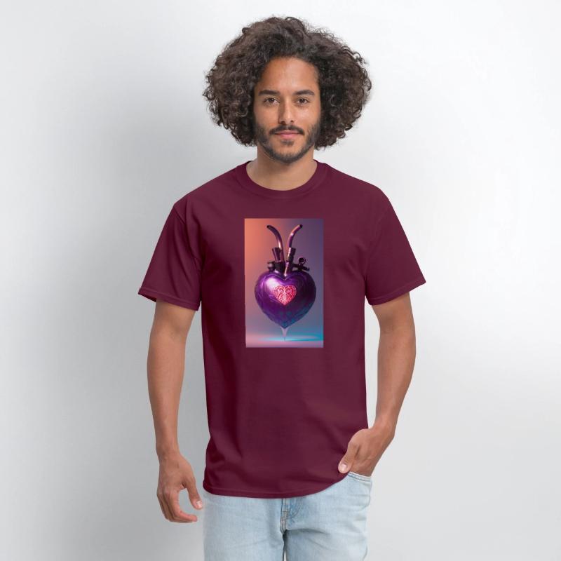 Modern Art Heart Robotic Futuristic Purple Design