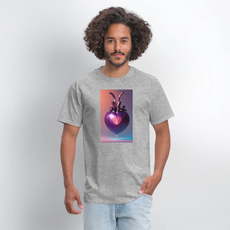 Modern Art Heart Robotic Futuristic Purple Design