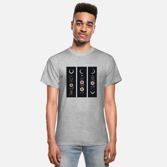 Moon phases with wild flowers and constellations