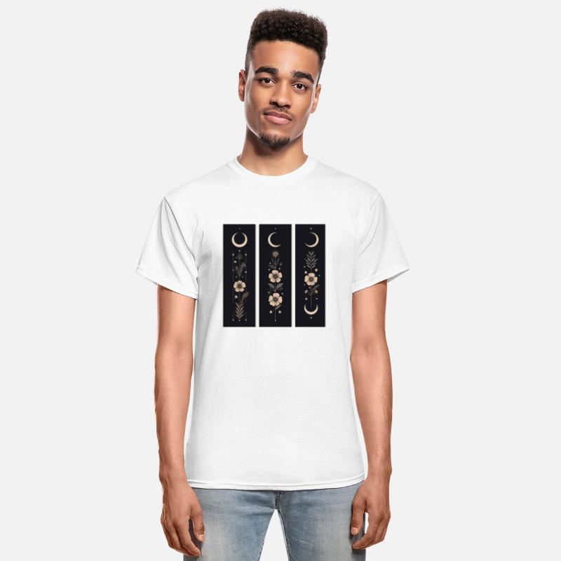 Moon phases with wild flowers and constellations