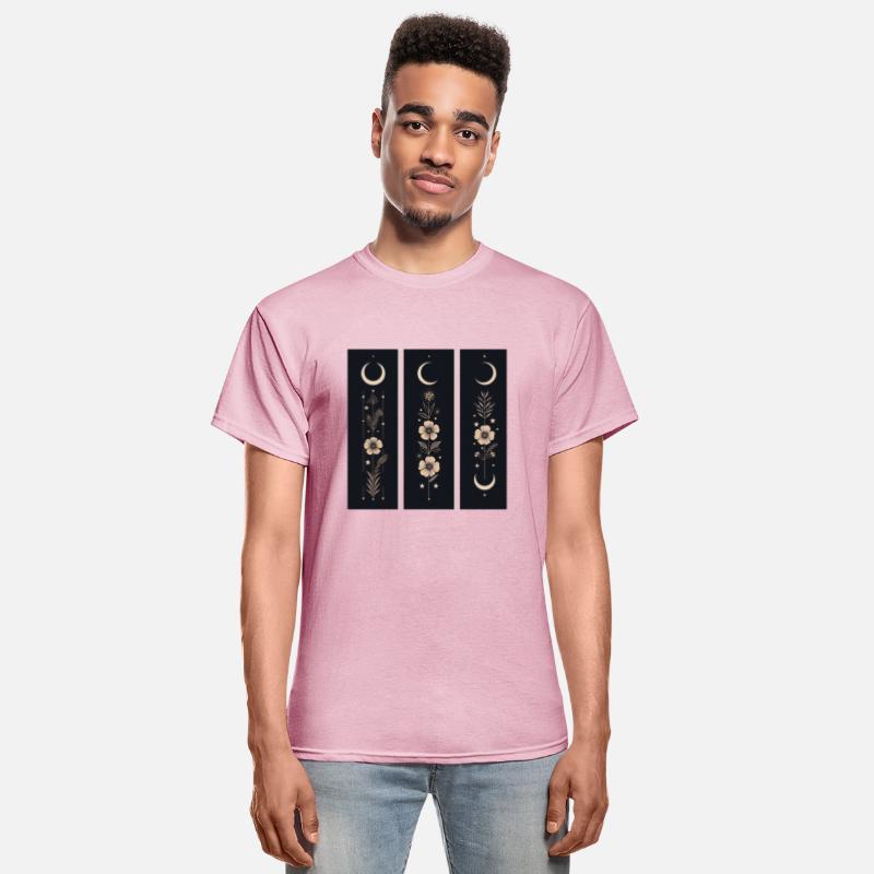 Moon phases with wild flowers and constellations