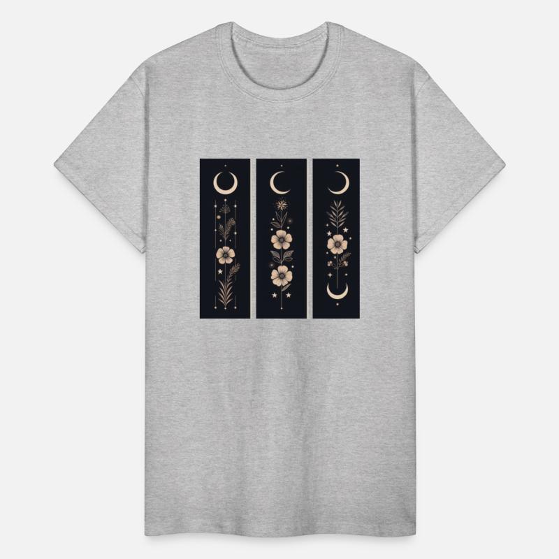 Moon phases with wild flowers and constellations