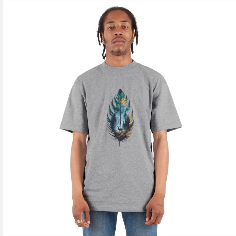 Mystical Forest with Deer Feather Design