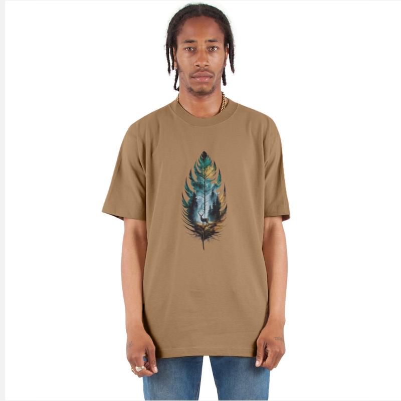 Mystical Forest with Deer Feather Design