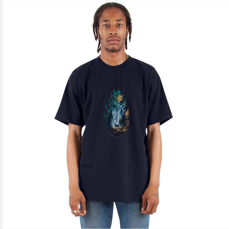 Mystical Forest with Deer Feather Design