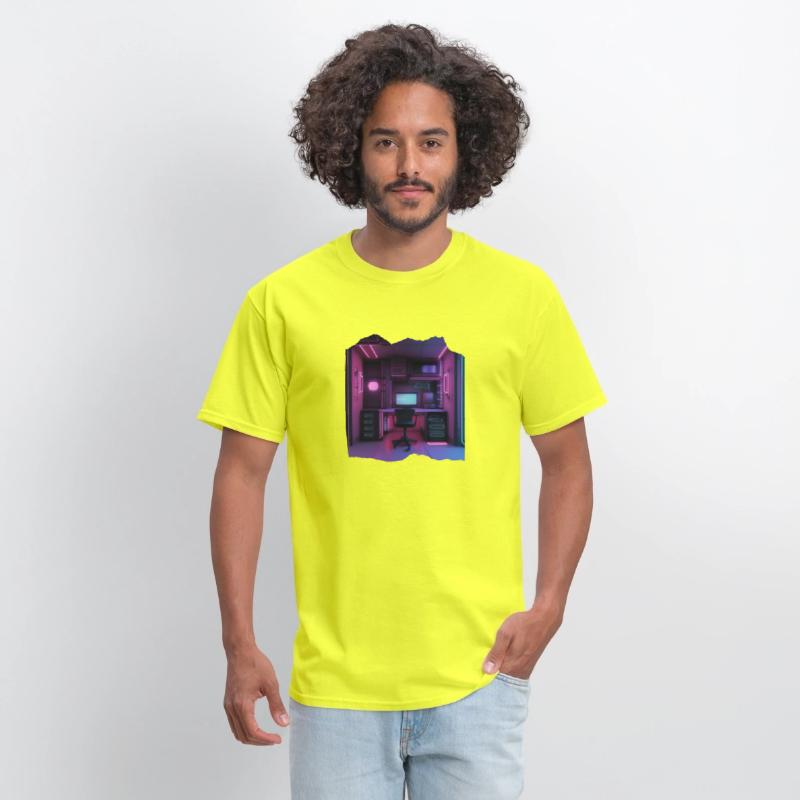 Neon Gamer Room Isometric Print - Pop Colors