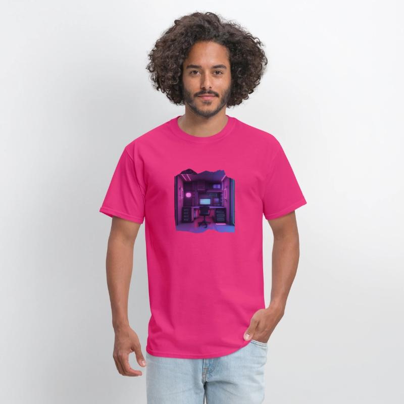 Neon Gamer Room Isometric Print - Pop Colors