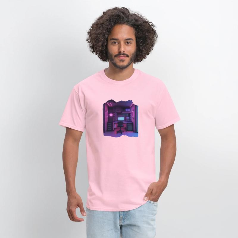 Neon Gamer Room Isometric Print - Pop Colors