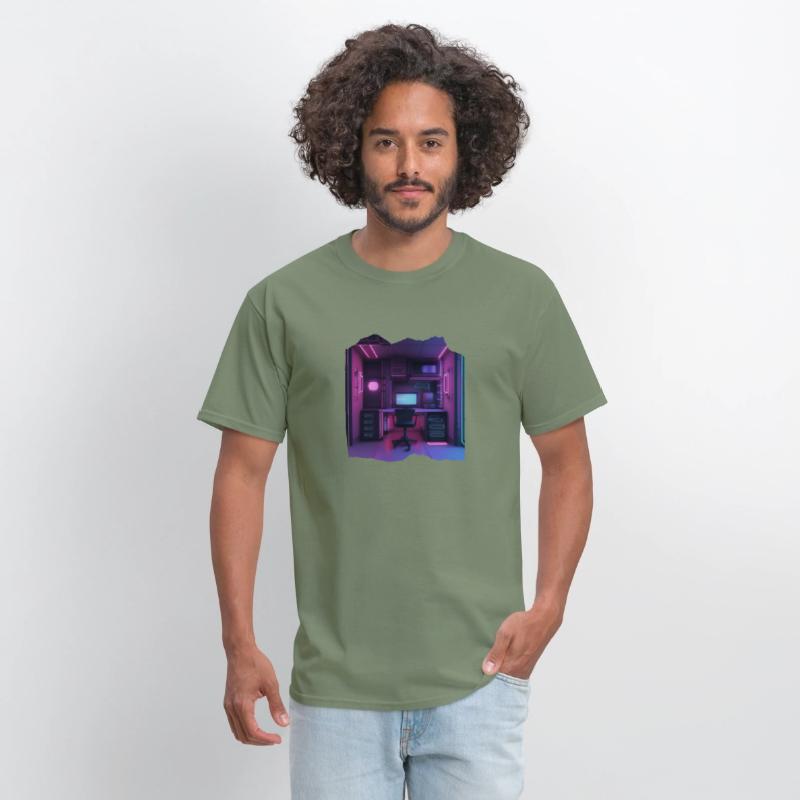 Neon Gamer Room Isometric Print - Pop Colors