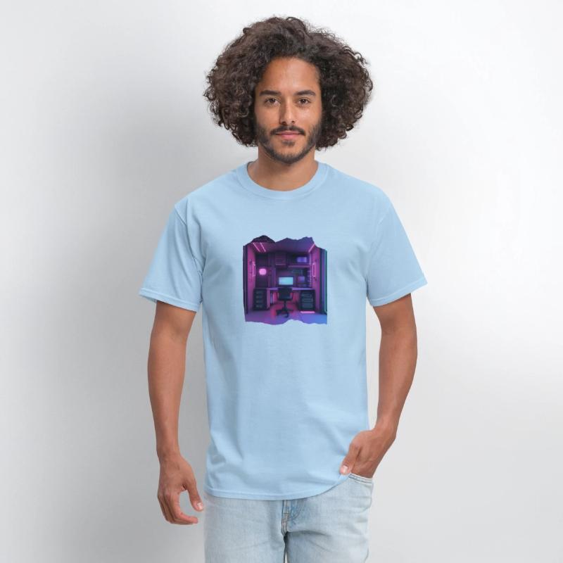 Neon Gamer Room Isometric Print - Pop Colors