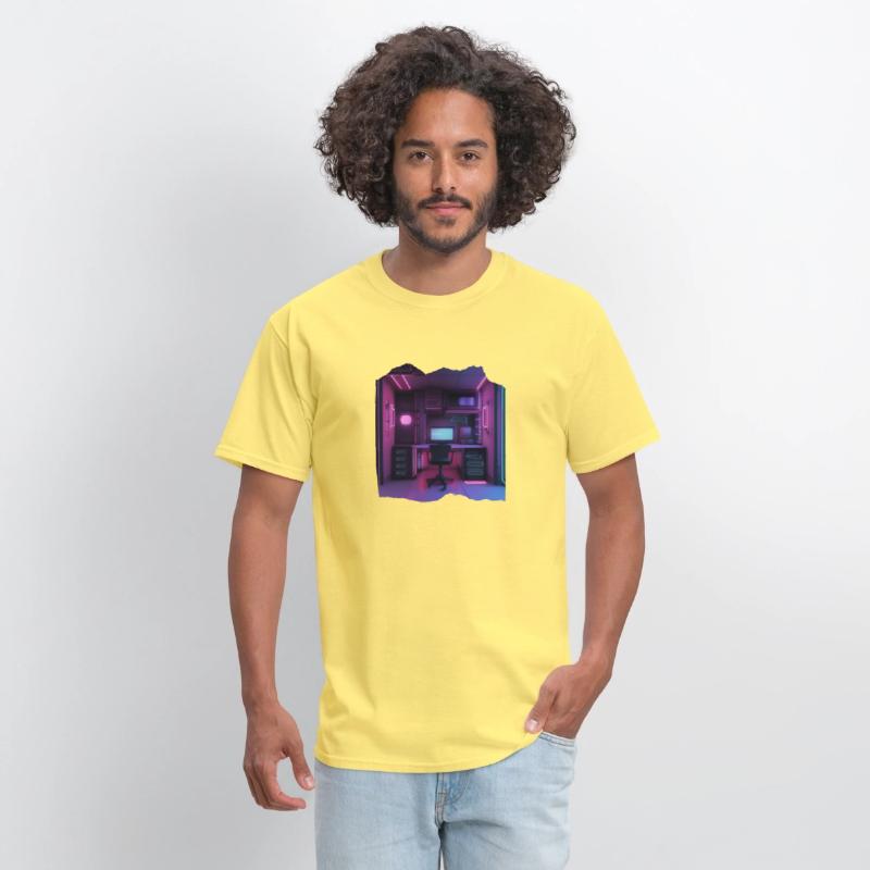 Neon Gamer Room Isometric Print - Pop Colors