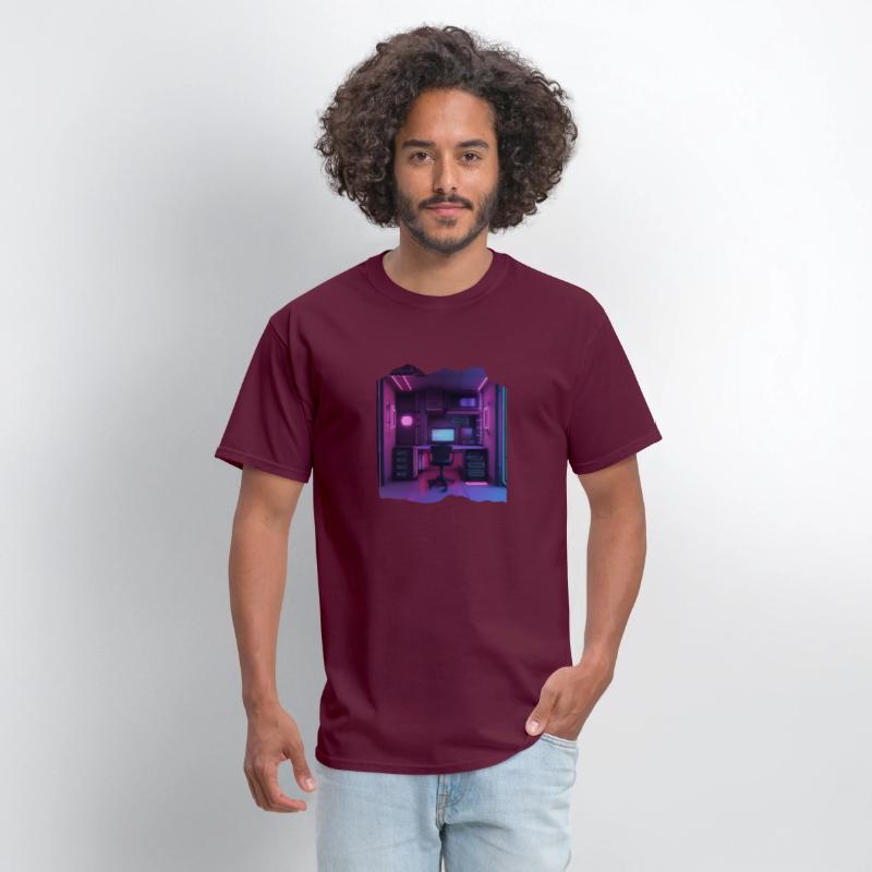 Neon Gamer Room Isometric Print - Pop Colors