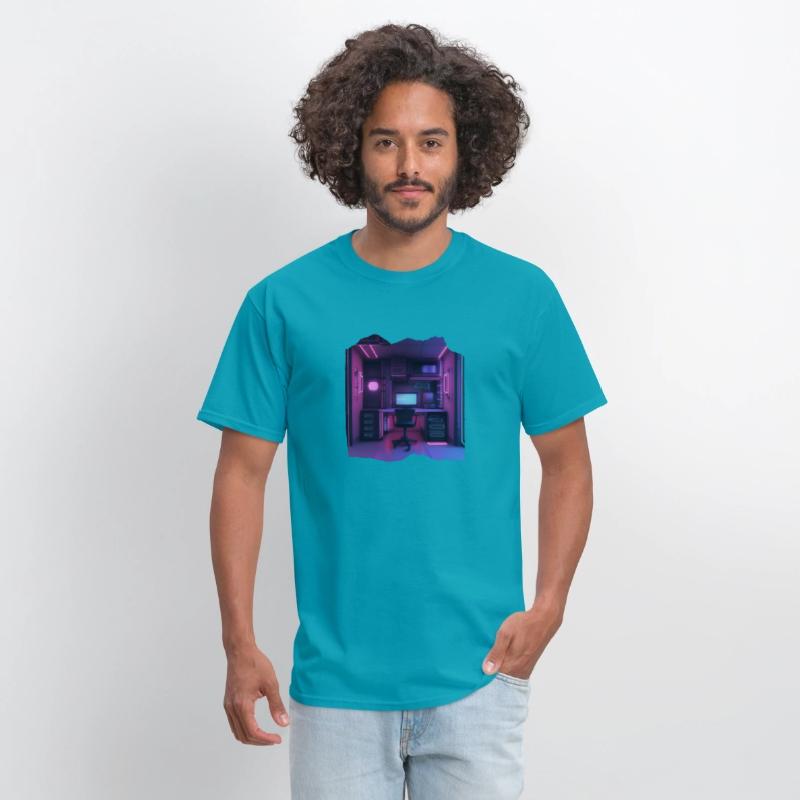 Neon Gamer Room Isometric Print - Pop Colors