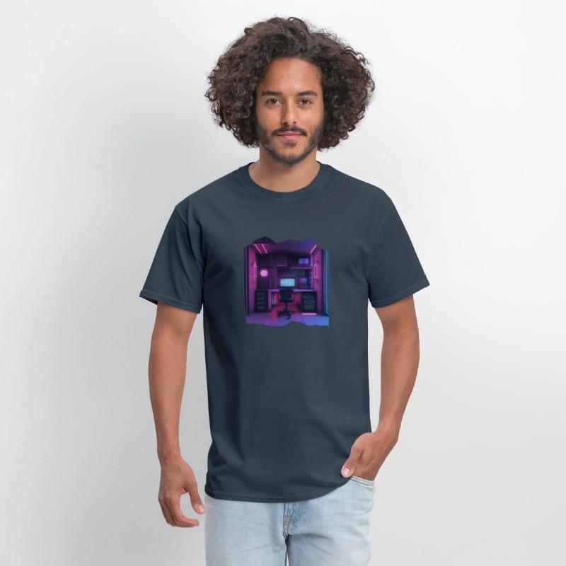 Neon Gamer Room Isometric Print - Pop Colors
