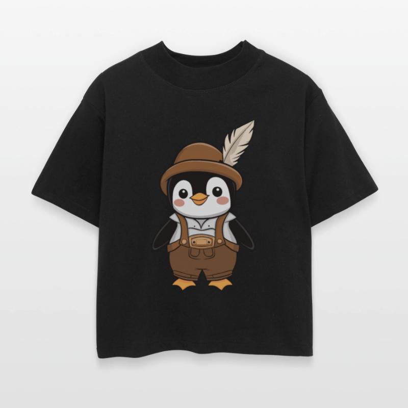 Oktoberfest Penguin in Lederhosen with Feather Hat