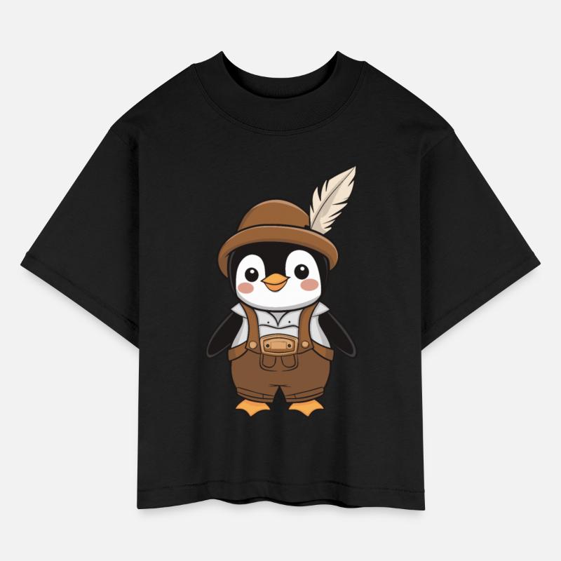 Oktoberfest Penguin in Lederhosen with Feather Hat