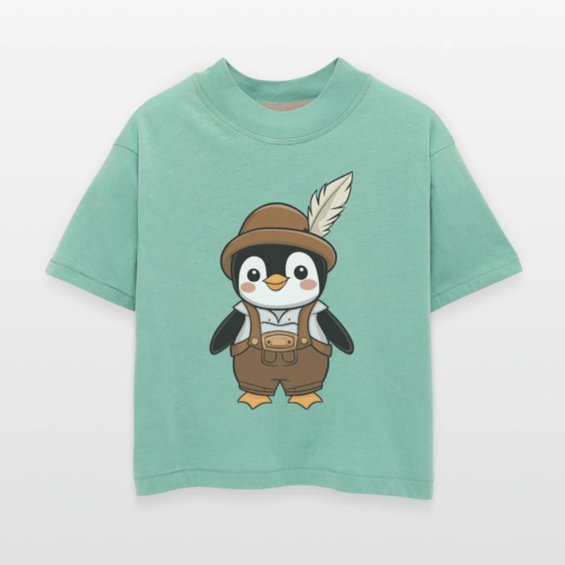 Oktoberfest Penguin in Lederhosen with Feather Hat
