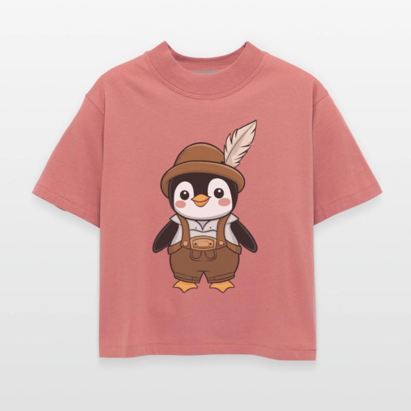 Oktoberfest Penguin in Lederhosen with Feather Hat