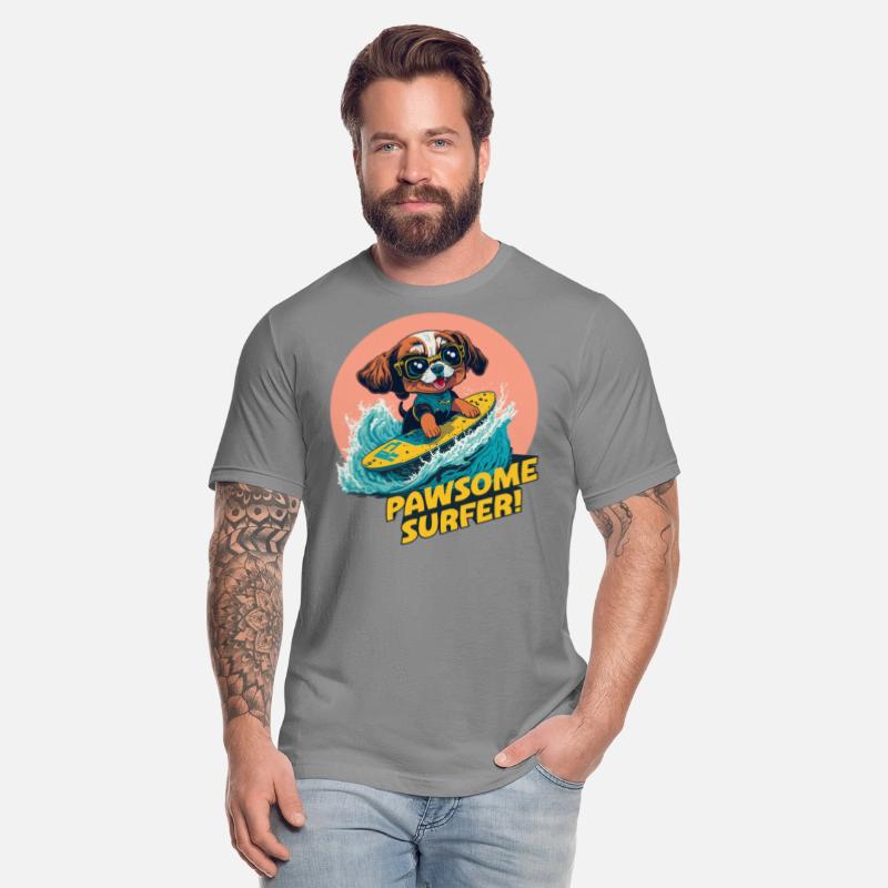 Pawsome Surfer, Happy Cute Surfing Puppy, Summer