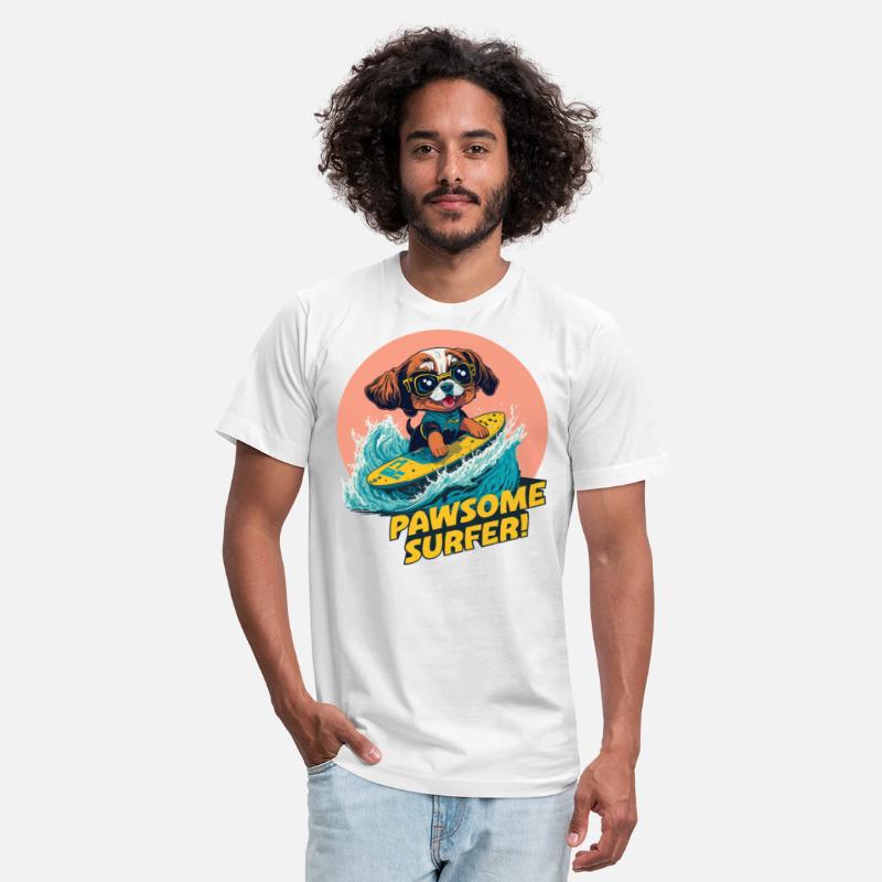 Pawsome Surfer, Happy Cute Surfing Puppy, Summer