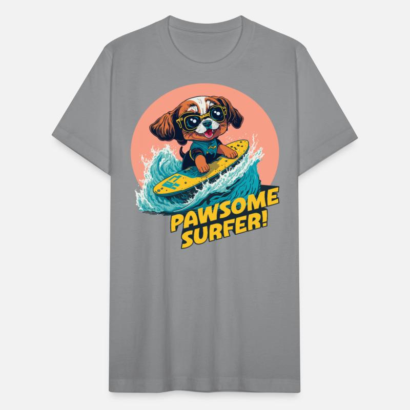 Pawsome Surfer, Happy Cute Surfing Puppy, Summer
