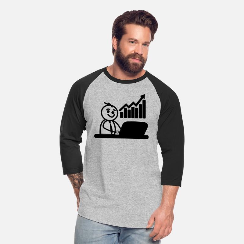 Stock chart with stick figure behind laptop