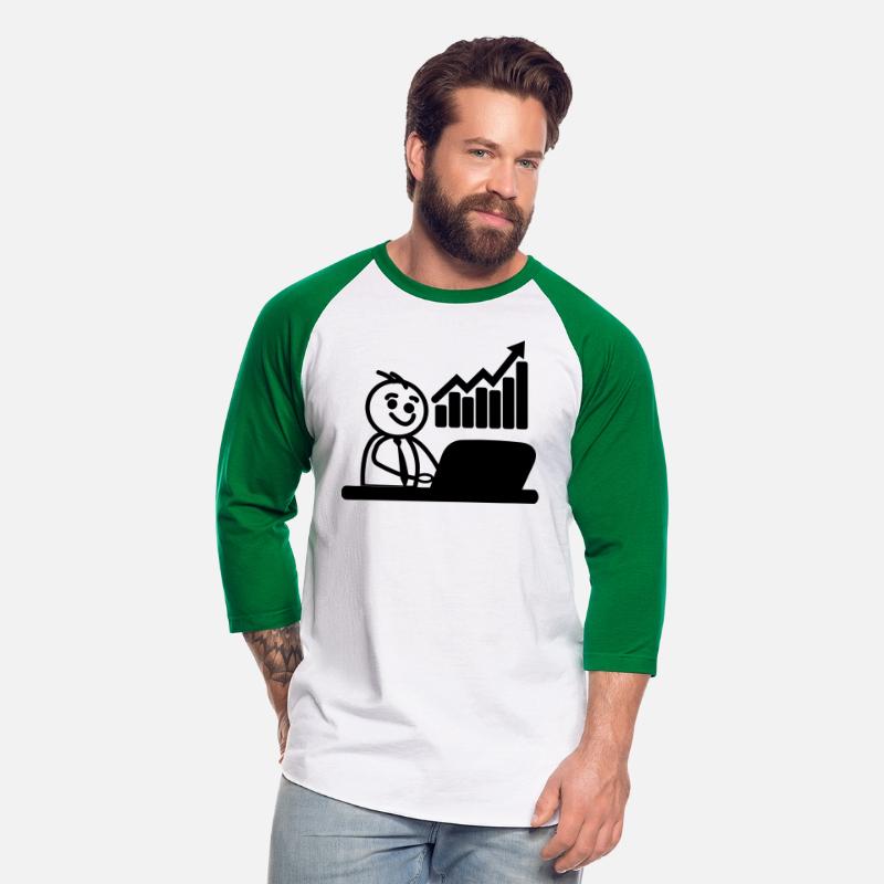 Stock chart with stick figure behind laptop