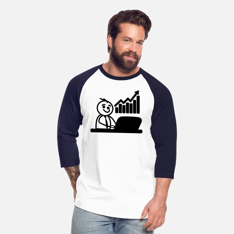 Stock chart with stick figure behind laptop