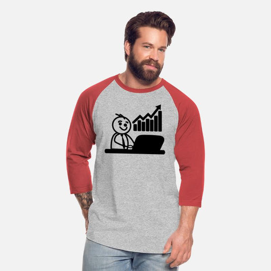 Stock chart with stick figure behind laptop