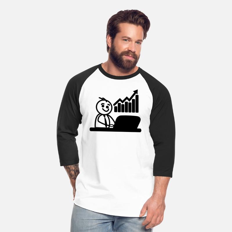 Stock chart with stick figure behind laptop