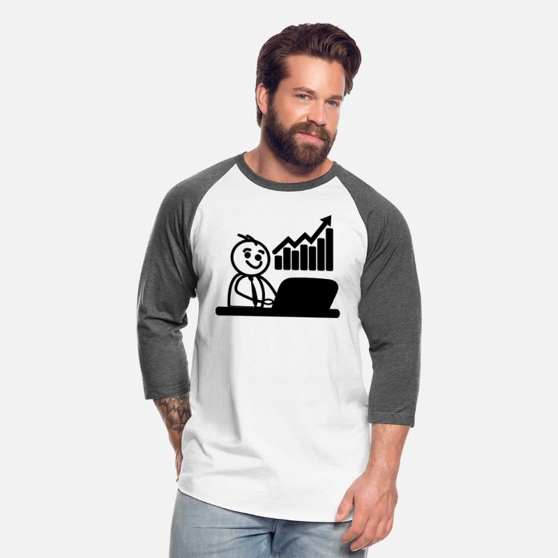 Stock chart with stick figure behind laptop