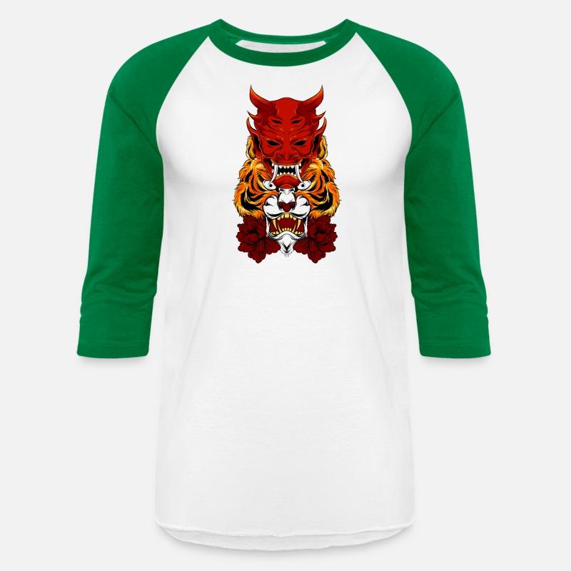 Tiger with flower and mask demon vector