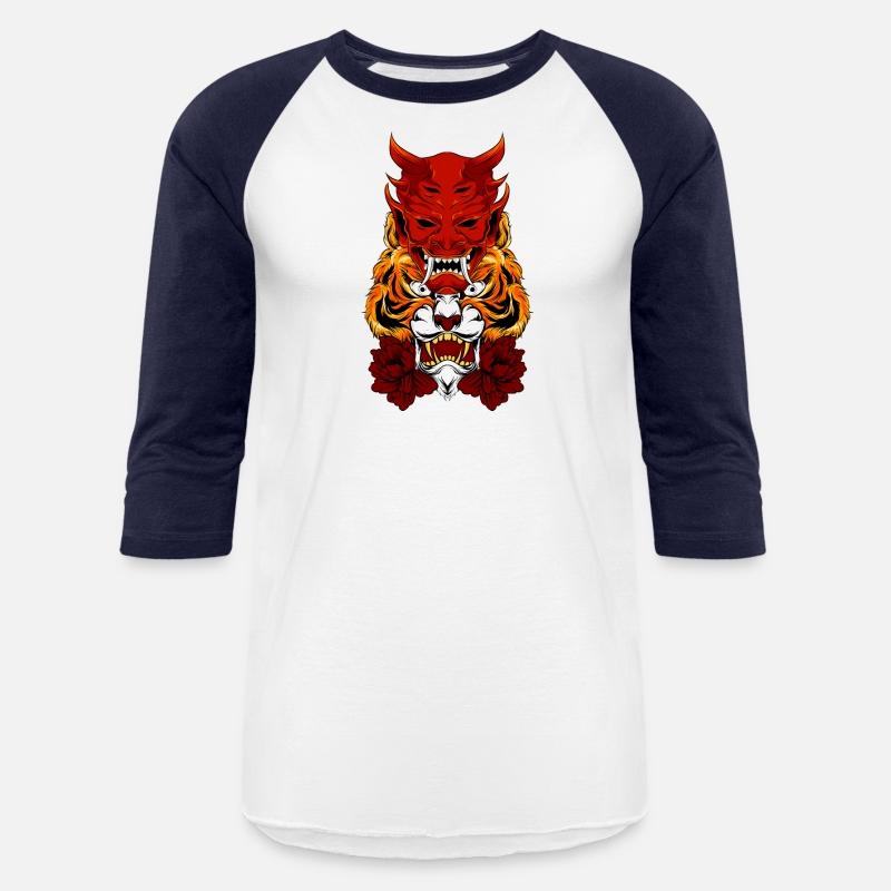 Tiger with flower and mask demon vector