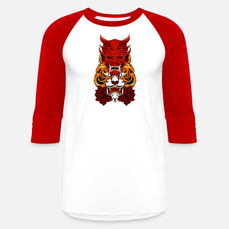 Tiger with flower and mask demon vector