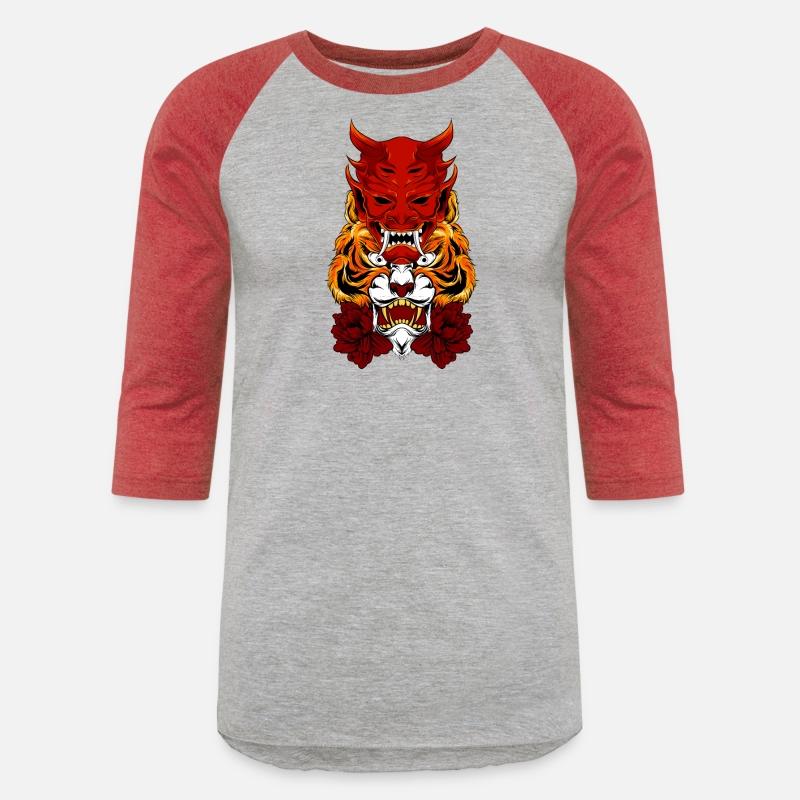 Tiger with flower and mask demon vector