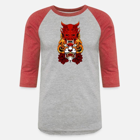 Tiger with flower and mask demon vector