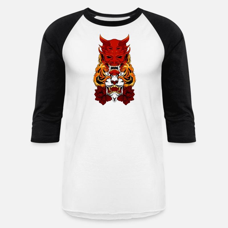 Tiger with flower and mask demon vector