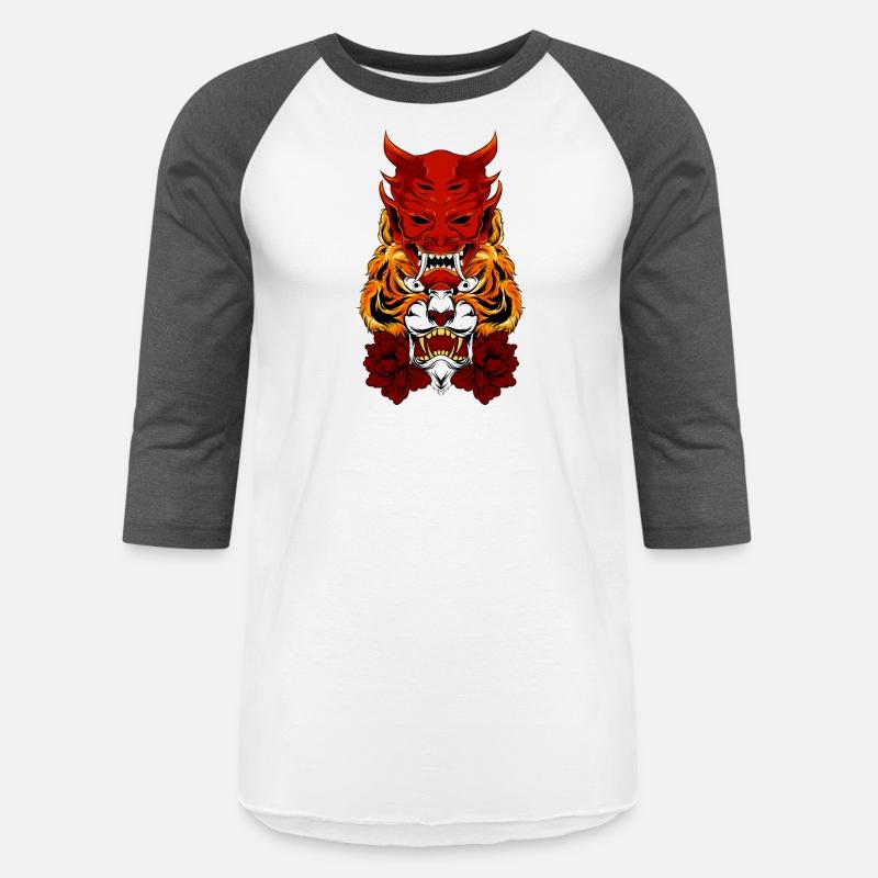 Tiger with flower and mask demon vector