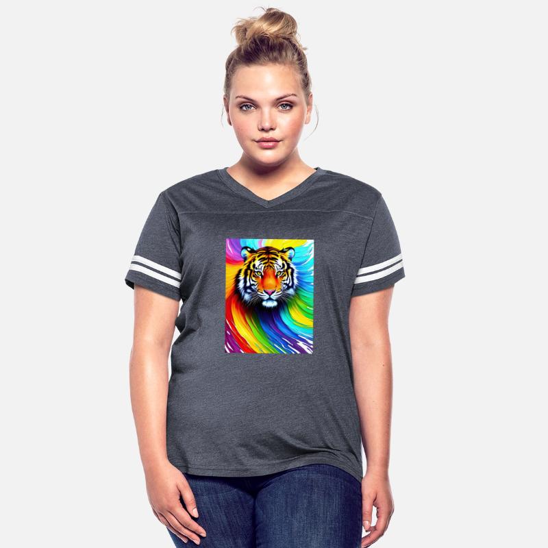 Tiger with rainbow splashes of colors