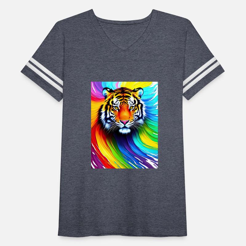 Tiger with rainbow splashes of colors